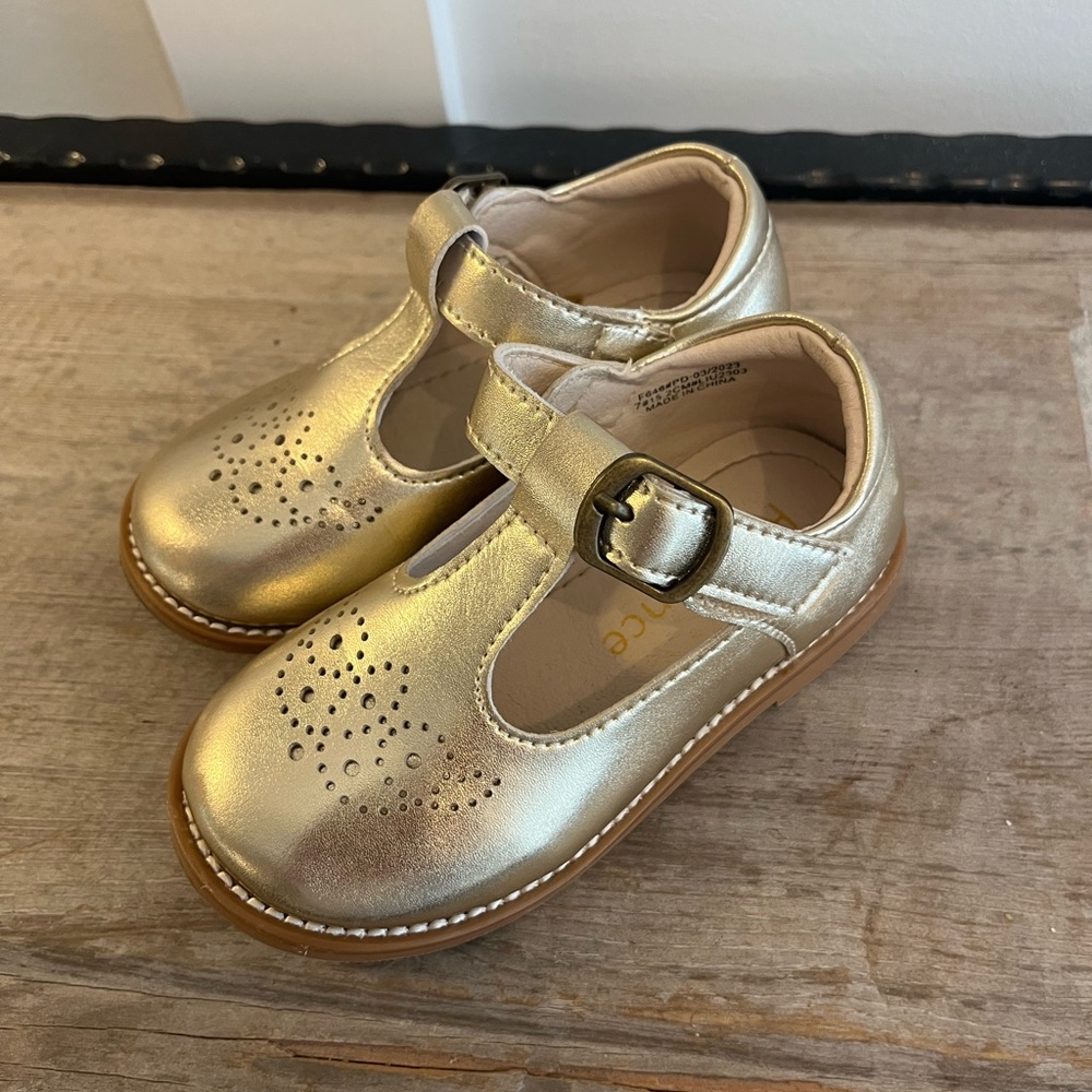 Gold Kids Mary Jane Shoes